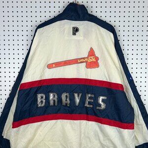Vintage Atlanta Braves Windbreaker‎ Jacket Sz XXL 2XL Pro Player MLB 90s Faded